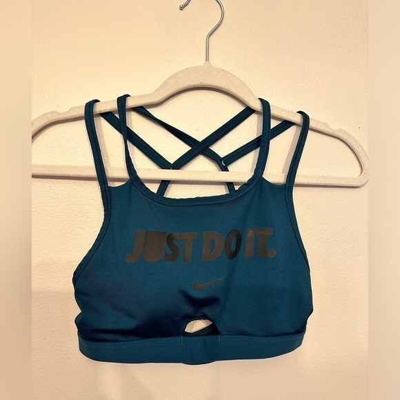 Nike Dri Fit Just Do It teal sports bra size small - Picture 1 of 6